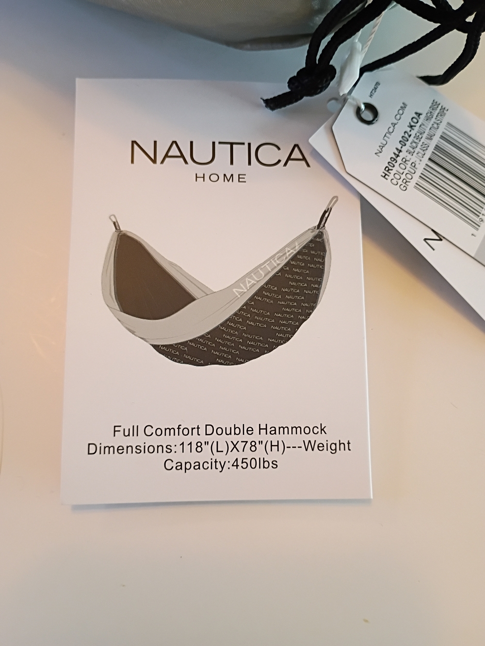 Nautica Home Packable Hammock in Light Gray and Cream